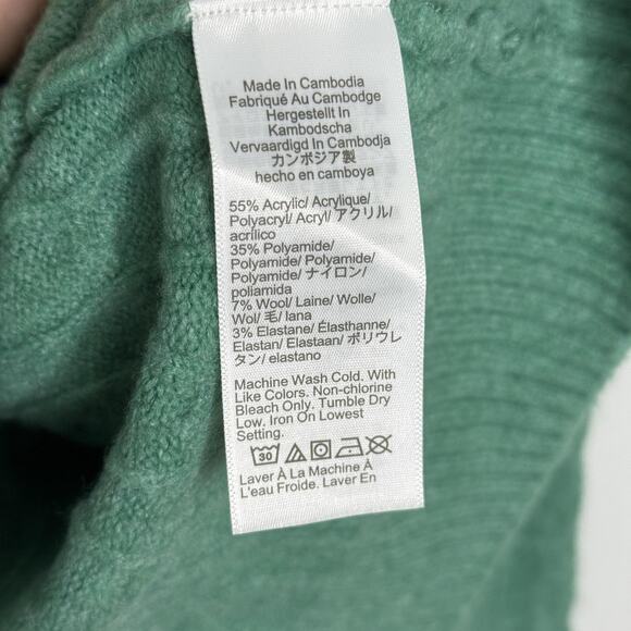 J Crew Sweater Womens 3X Green Soft Cable Knit Pullover Wool Blend Winter NEW - Picture 4 of 5